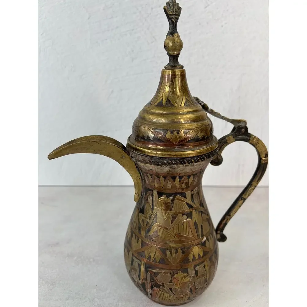 Vintage Brass Arabic Egyptian coffee teapot 11”H‎